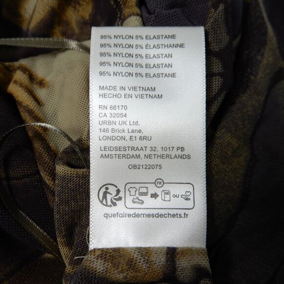 FREE PEOPLE Supernova Long Sleeve Crop Top Size S Stretchy Mesh Floral Moss NEW - Picture 9 of 9